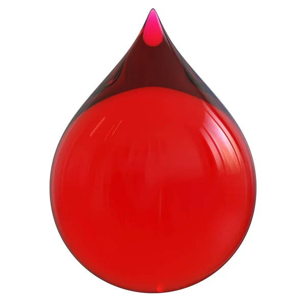 Kapka krvavé červené kapalinové průsvitné formy z droplet — Stock fotografie