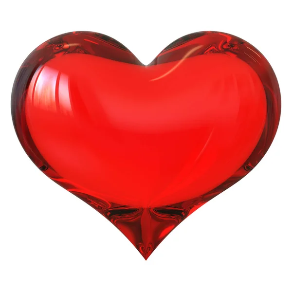 Love symbol red heart shape glass translucent design element — Stock Photo, Image