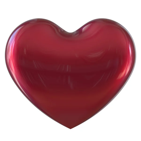San Valentino a forma di cuore Amore simbolo classico rosso lucido — Foto Stock