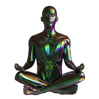 Demir insan zihinsel guru zen karakter stilize adam lotus poz