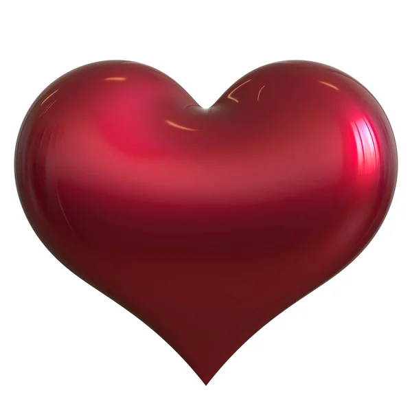 Hart vorm liefde symbool klassieke Valentine's dag pictogram rood glanzend — Stockfoto