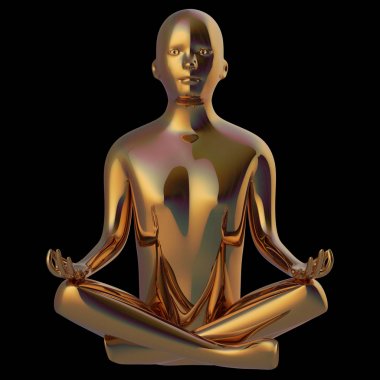 Altın yoga lotus adam stilize rakam cilalı poz