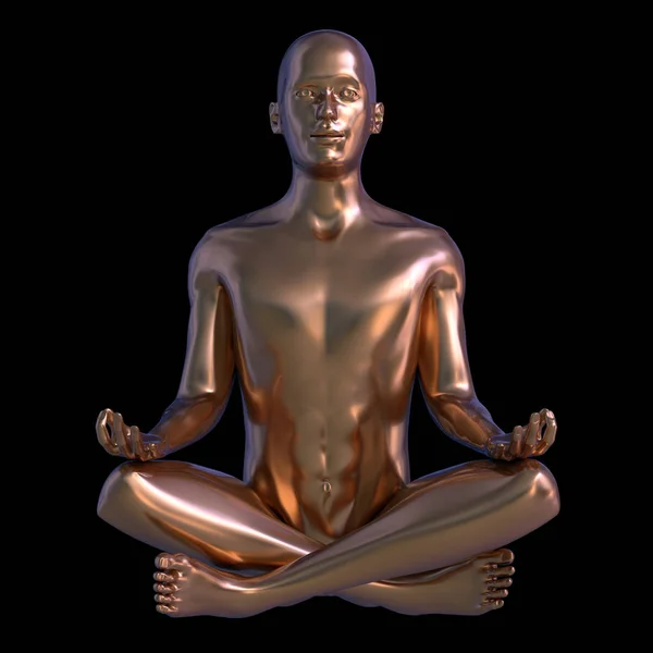 Lotus pose golden man stylized yoga figure