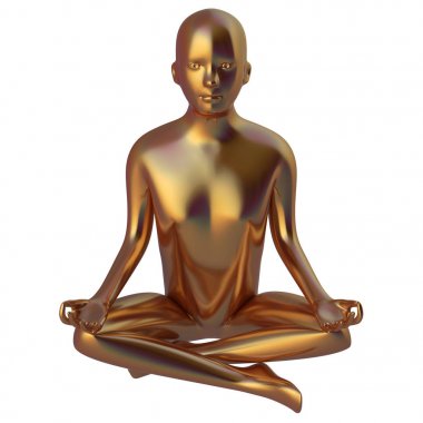Altın lotus adam stilize rakam zen kişi nirvana sembolü poz