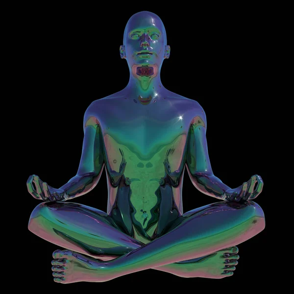 Yoga lotus pose man stylized human mental relaxation