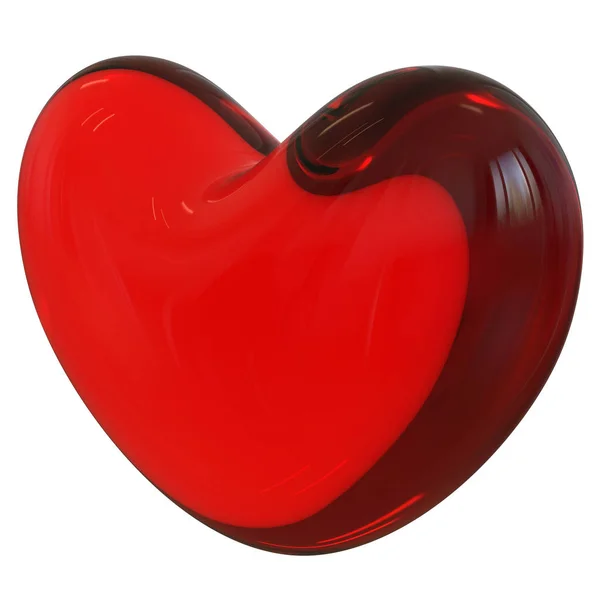 Heart shape Love symbol red glass translucent glossy — Stock Photo, Image