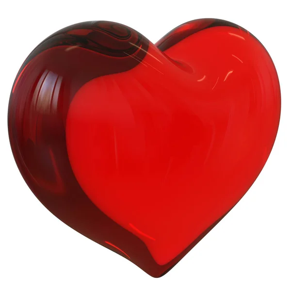Rood hart vorm liefde symbool glas doorschijnend glanzend — Stockfoto