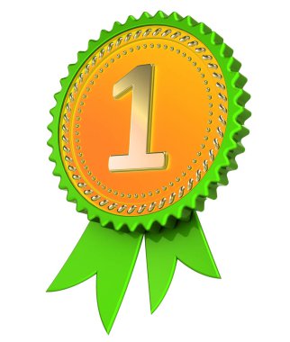 1 numaralı madalya ödülü kurdele yeşil altın. 1. birincilik