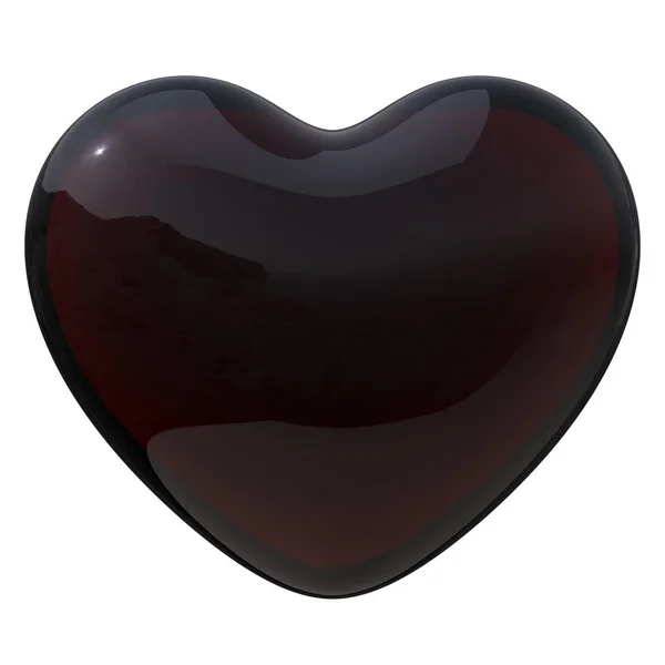 Black heart shape glossy 3d rendering beautiful — Stock Photo, Image