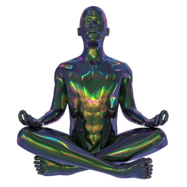 demir insan zihinsel guru zen karakter renkli 3d illüstrasyon