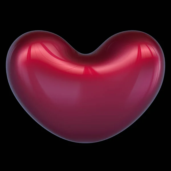 3D απεικόνιση της κόκκινης καρδιάς σχήμα Love σύμβολο γυαλιστερό στο μαύρο — Φωτογραφία Αρχείου