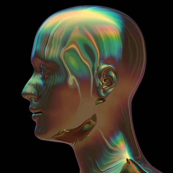 3D ilustrace železa s hlavou stylizované kovově barvené — Stock fotografie
