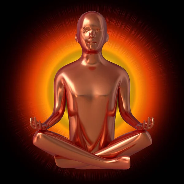 3D-illustratie van gouden Zen Lotus pose man figuur gestileerde — Stockfoto