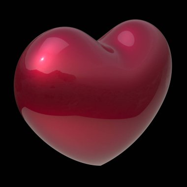 Kırmızı kalp şekli 3d illüstrasyon I Love You sembolü siyah izole