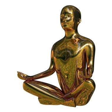 Altın yoga lotus poz adam stilize şekil cilalı 3d illüstrasyon