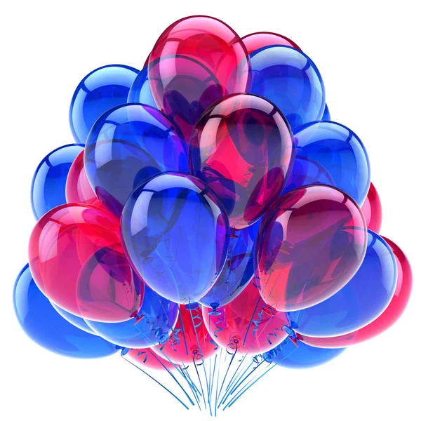 3D illustration av blå Rosa ballonger gäng. julfest-symbol — Stockfoto