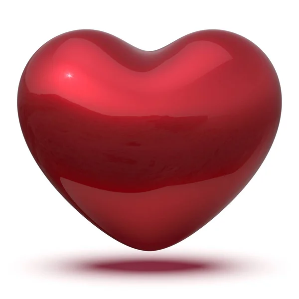 3D-illustratie van beste rood hart vorm glanzend, ik hou van je ! — Stockfoto