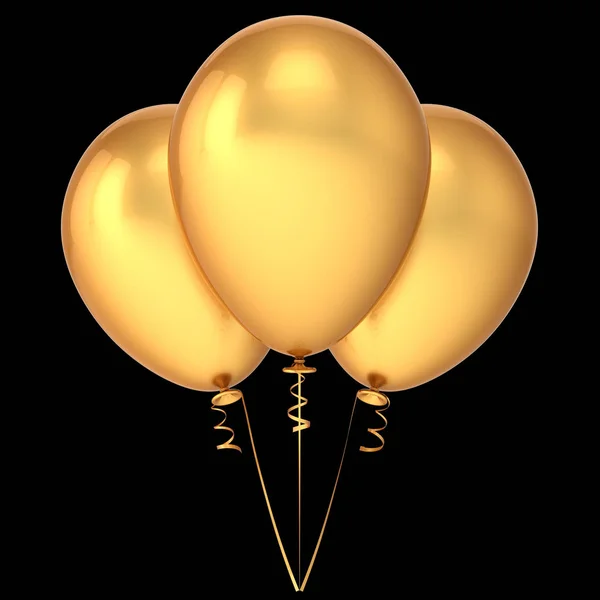 3d ilustración de la fiesta de oro globos racimo de oro 3 tres — Foto de Stock