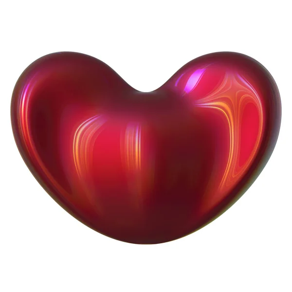 Ilustración 3d de forma extraña corazón feo símbolo de amor rojo brillante — Foto de Stock