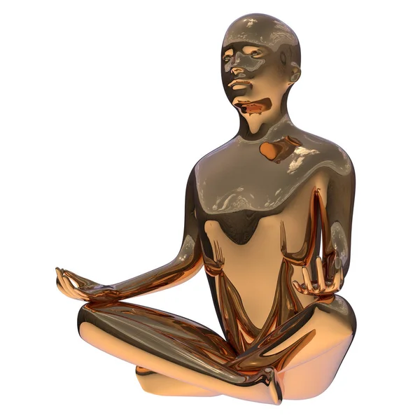 3D ilustrace zlatého muže Lotus pozice zlata stylizované číslo jóda — Stock fotografie
