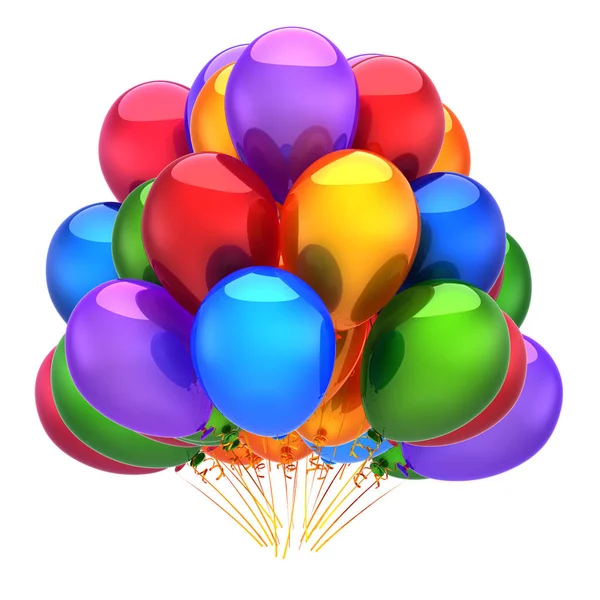 Barevné balónky s narozeninovou karnevalové výzdobou — Stock fotografie