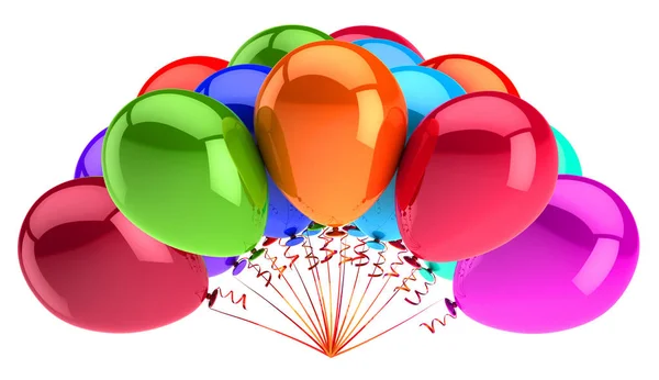 カラフルなヘリウム風船束veerバースデーカーニバルパーティーの装飾 — ストック写真