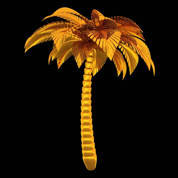 Altın Palmiye ağacı stilize tropikal bitki doğa sembolü cilalı — Stok fotoğraf
