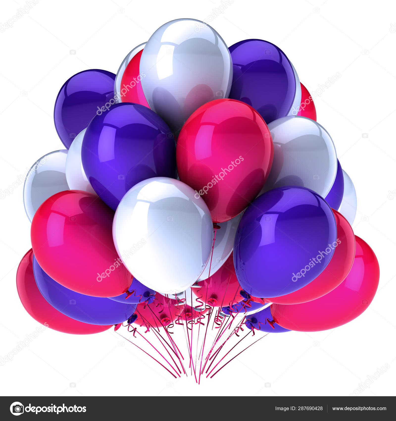 Helium Party Balloons Baloons Ballons Bunch Blue White Pink