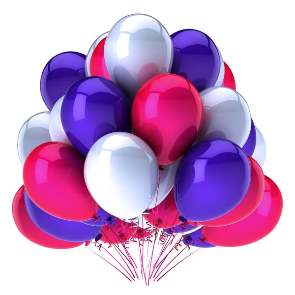 Helium Party Ballons Ballons Ballons Ballons Bündel blau weiß rosa — Stockfoto