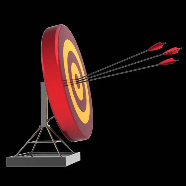 Arrows hitting target bull's-eye success icon. Archery shooting