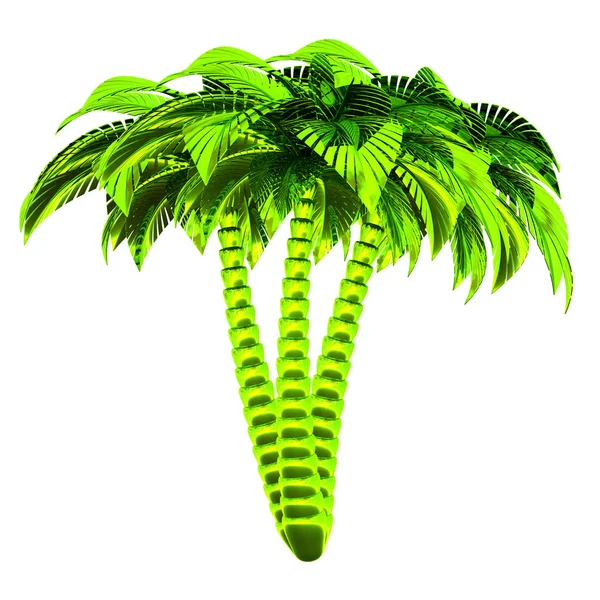 Palme stilizzato verde 3 tre piante tropicali natura metallizzato lucido — Foto Stock