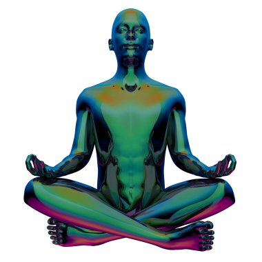 Man Lotus şekil stilize yeşil cilalı Zen benzeri simge kavramı poz