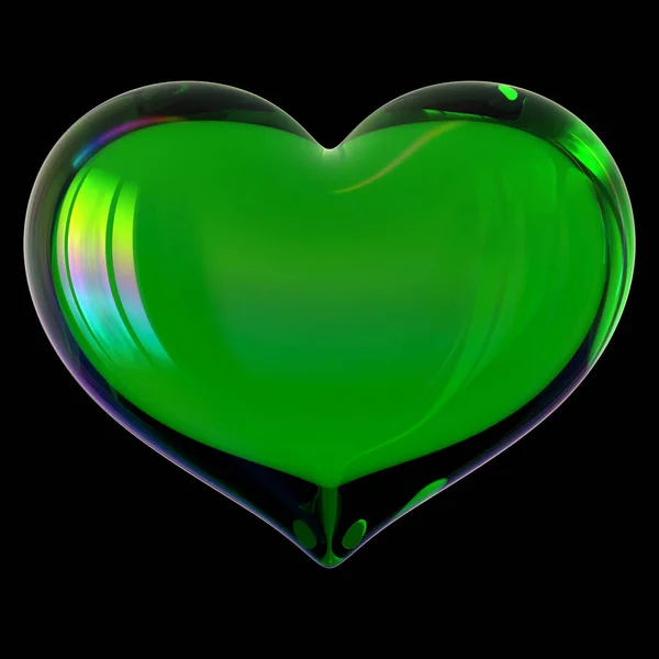 Corazón de cristal verde en forma de visión nocturna estilizada. Amor peligroso envenenamiento — Foto de Stock