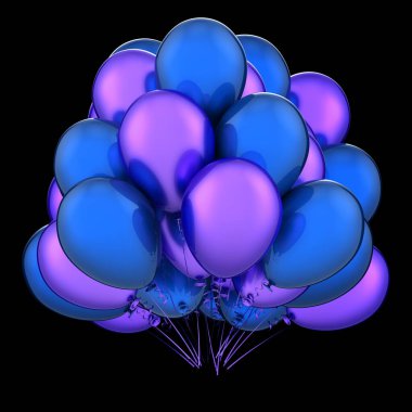 Mavi balon sürüsü. Doğum günün kutlu olsun. Dekorasyonu kutla.
