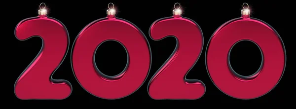 Ano Novo 2020 vinte número como Natal bugigangas vermelho espumante — Fotografia de Stock