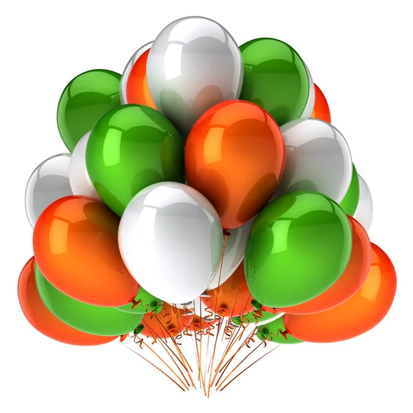 Μπαλόνια δέσμη γιορτάζουν διακόσμηση κόμμα πράσινο πορτοκαλί λευκό Royalty Free Φωτογραφίες Αρχείου