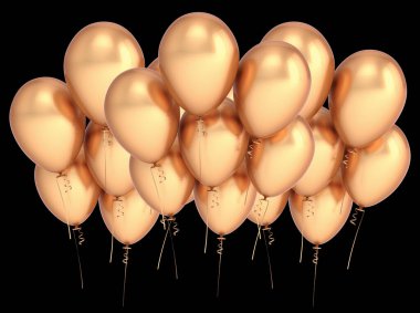 Altın parti balonları altın metalik lüks afiş zemininde