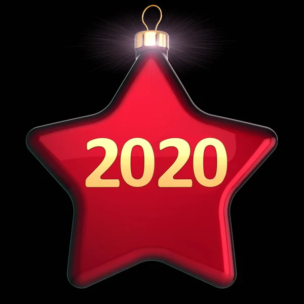 Bola de Navidad de Año Nuevo 2020 en forma de estrella roja — Foto de Stock