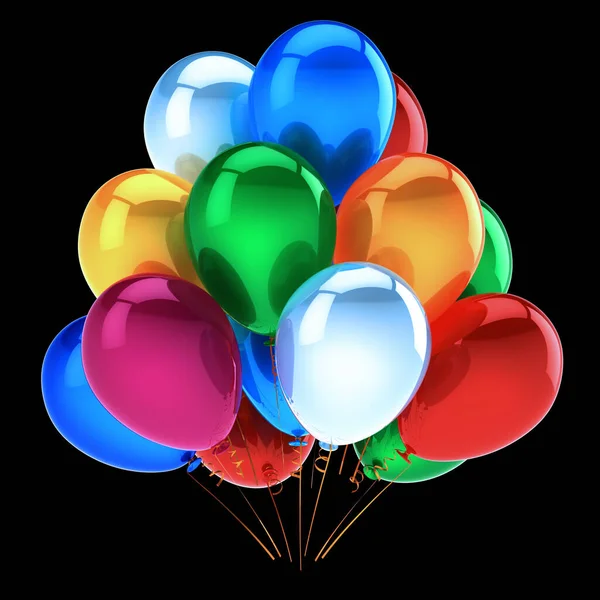 Felice compleanno palloncini mazzo colorato partito decorazione — Foto Stock
