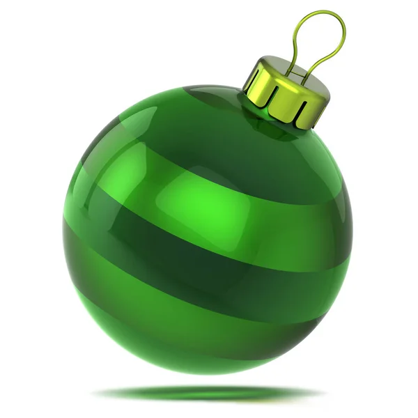 Green Christmas ball shiny decor shining. Happy New Year bauble — Stock Photo, Image