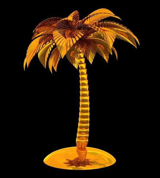 Złota palma stylizowana wyspa tropikalna roślina natura żółty metalik — Zdjęcie stockowe