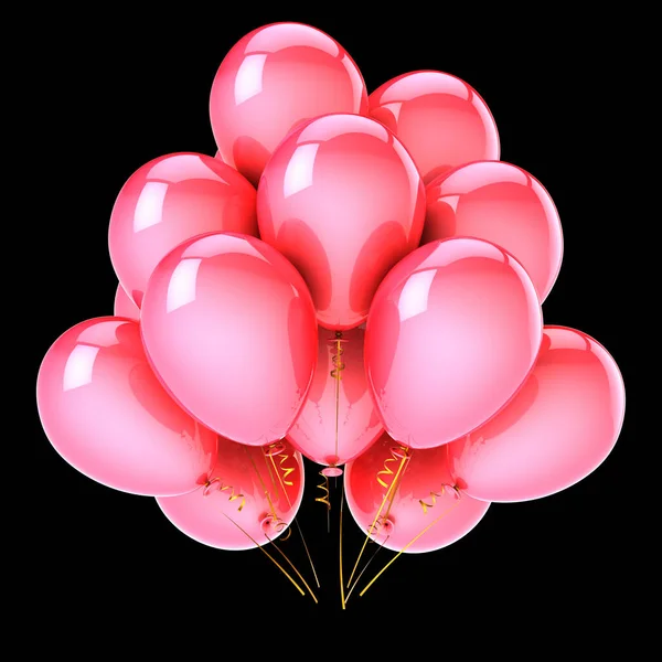 Un mazzo di palloncini rosa da festa. Compleanno, matrimonio, luna di miele — Foto Stock