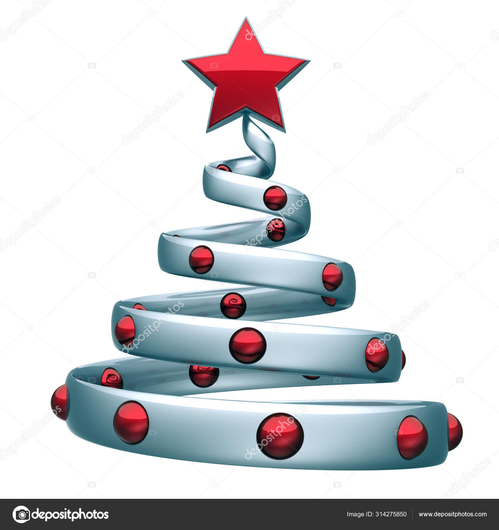 sensor majs karakterisere New Year Christmas tree white silver stylized red star balls decoration  Stock Illustration by ©snake3d #314275850