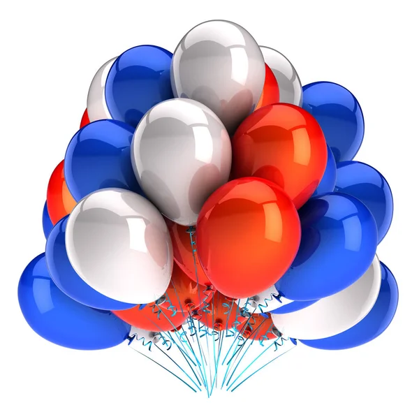 Ballons orange bleu blanc fête ballons bouquet brillant coloré — Photo