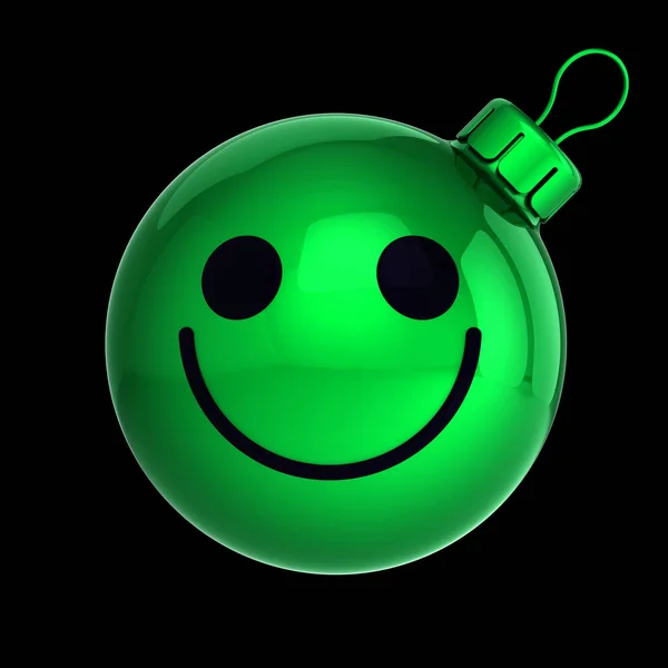 Funny green Christmas ball smiling face expression avatar New Year