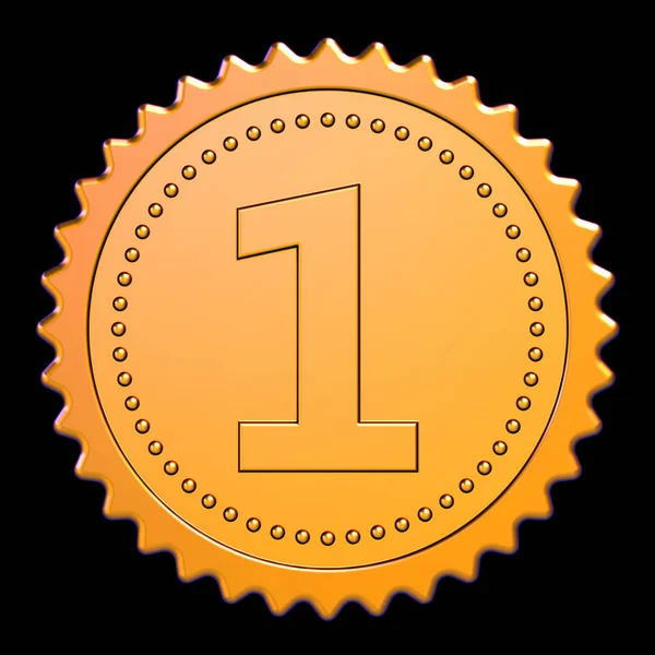 1-es számú arany pecsét 1 első helyezés jutalom medál rozetta — Stock Fotó