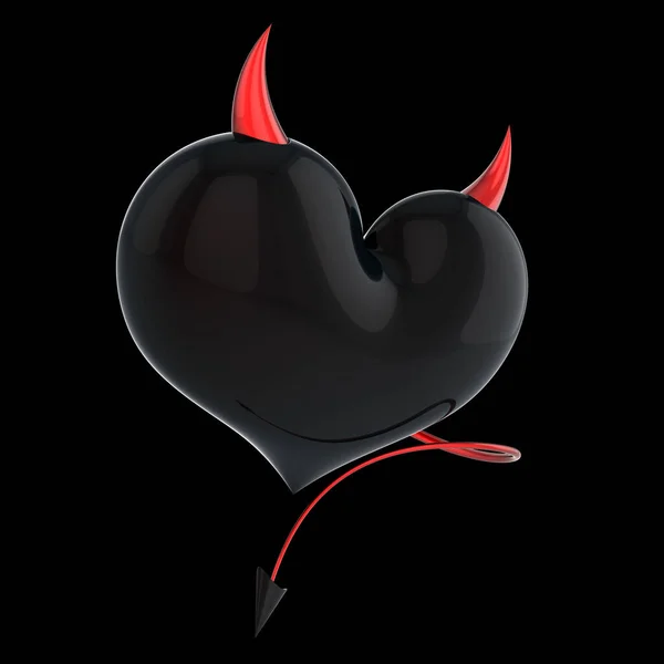 Diabo coração preto falso amor perigoso envenenado símbolo abstrato — Fotografia de Stock