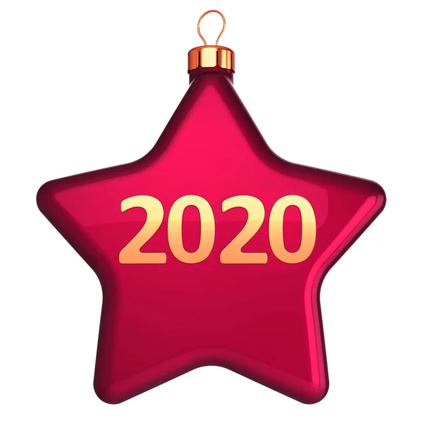 Nova 2020 Bola de Natal de véspera de ano bauble forma de estrela vermelha — Fotografia de Stock