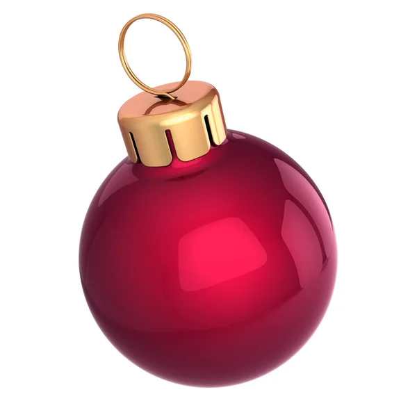 Małe Boże Narodzenie piłka bauble czerwony błyszczący zbliżenie — Zdjęcie stockowe