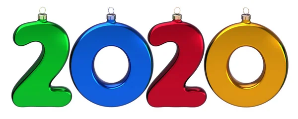 Novo 2020 Ano duplo vinte número como baubles Xmas data colorida — Fotografia de Stock